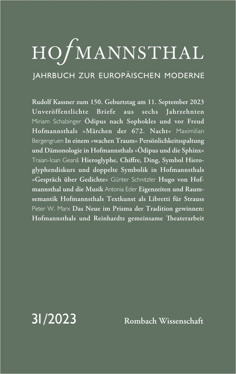 Hofmannsthal – Jahrbuch zur Europäischen Moderne - 