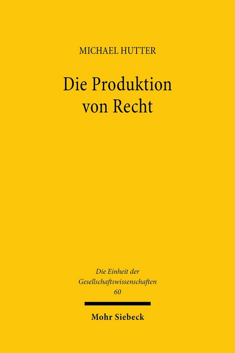 Die Produktion von Recht -  Michael Hutter