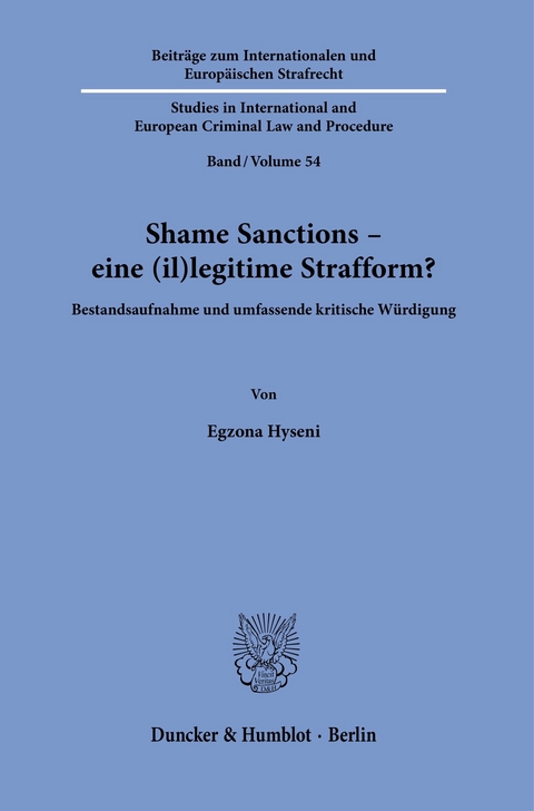 Shame Sanctions - eine (il)legitime Strafform? -  Egzona Hyseni