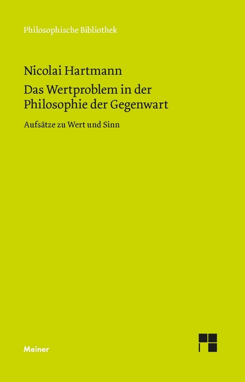 Das Wertproblem in der Philosophie der Gegenwart -  Nicolai Hartmann