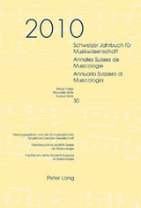 Schweizer Jahrbuch für Musikwissenschaft- Annales Suisses de Musicologie- Annuario Svizzero di Musicologia - 