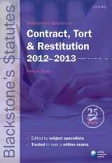 Blackstone's Statutes on Contract, Tort & Restitution 2012-2013 - Rose, Francis