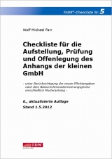 Checkliste 5 für die Aufstellung, Prüfung und Offenlegung des Anhangs der kleinen GmbH - Farr, Wolf-Michael