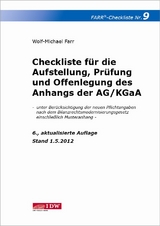 Checkliste für die Aufstellung, Prüfung und Offenlegung des Anhangs der AG/KGaA - Farr, Wolf-Michael