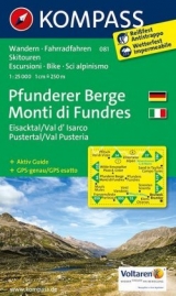 KOMPASS Wanderkarte Pfunderer Berge/Monti di Fundres, Eisacktal/Val d'Isarco, Pustertal/Val Pusteria - 