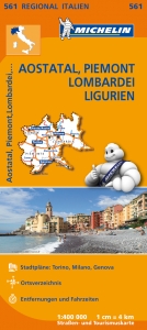 Michelin Karte Aostatal, Piemont, Lombardei, Ligurien. Italie Nord-Ouest - 