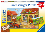 Ravensburger Kinderpuzzle - 07560 Fleißig auf dem Bauernhof - Puzzle für Kinder ab 3 Jahren, mit 2x12 Teilen