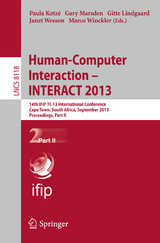 Human-Computer Interaction -- INTERACT 2013 - 