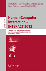 Human-Computer Interaction -- INTERACT 2013 - 