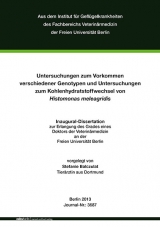 Untersuchungen zum Vorkommen verschiedener Genotypen und Untersuchungen zum Kohlenhydratstoffwechsel von Histomonas meleagridis - Stefanie Balczulat