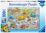 Ravensburger Kinderpuzzle - 10558 Fahrzeuge in der Stadt - Puzzle für Kinder ab 6 Jahren, mit 100 Teilen im XXL-Format