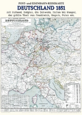 Historische Karte: Post- und Eisenbahn-Reisekarte DEUTSCHLAND, 1851 (Plano) - Gustav Hanser