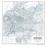 Hist. Karte: DEUTSCHLAND 1865 - Eisenbahnkarte mit Straßennetz (Plano)