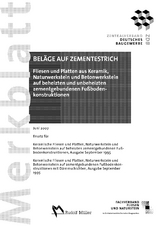 Merkblatt Fliesen und Platten aus Keramik, Naturwerkstein und Betonwerkstein auf beheizten und unbeheizten zementgebundenen Fußbodenkonstruktionen