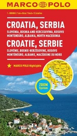 MARCO POLO Länderkarte Kroatien, Serbien, Bosnien und Herzegowina 1:800.000