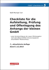 Checkliste 5 für die Aufstellung, Prüfung und Offenlegung des Anhangs der kleinen GmbH - Farr, Wolf-Michael