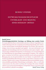 Entwicklungsgeschichtliche Unterlagen zur Bildung eines sozialen Urteils - Steiner, Rudolf; Rudolf Steiner Nachlassverwaltung