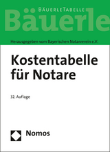 Kostentabelle für Notare - 