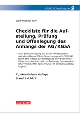 Checkliste 9 für die Aufstellung, Prüfung und Offenlegung des Anhangs der AG/KGaA - Farr, Wolf-Michael