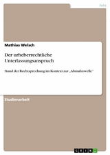 Der urheberrechtliche Unterlassungsanspruch - Mathias Welsch