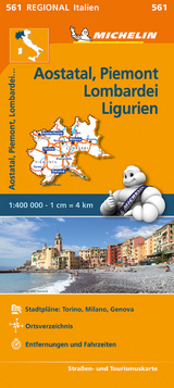 Michelin Aostatal, Piemont, Lombardei und Ligurien. StraÃen- und Tourismuskarte 1:400.000