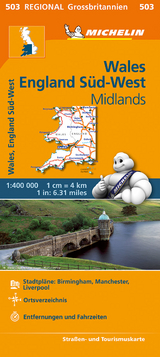 Michelin Karte Wales, England Süd-West, Midlands - 