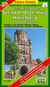 Radwander- und Wanderkarte Flusslandschaft Elbe, Stendal, Osterburg, Havelberg und Umgebung