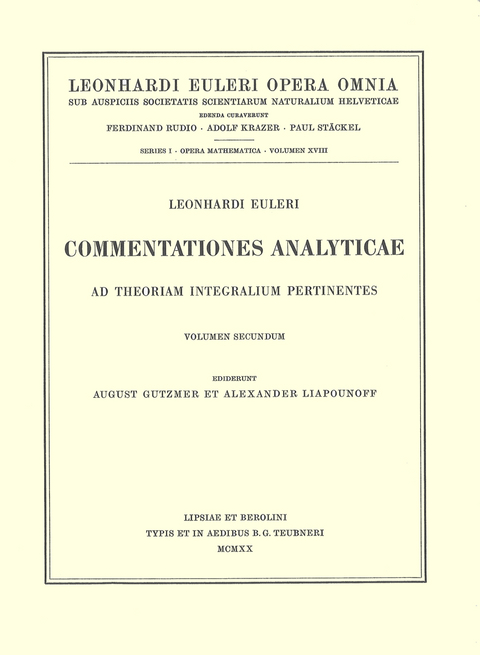 Commentationes analyticae ad theoriam integralium ellipticorum pertinentes 1st part - Leonhard Euler