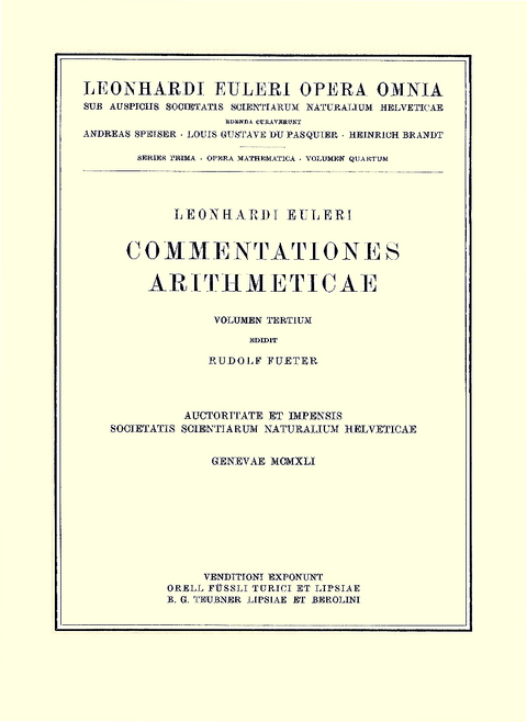 Commentationes arithmeticae 4th part - Leonhard Euler