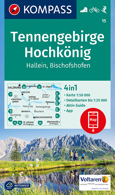 KOMPASS Wanderkarte Tennengebirge, Hochkönig, Hallein, Bischofshofen - 