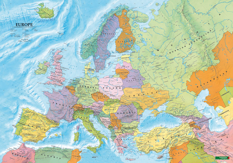 Europe political, Wall map 1:6 Mill., magnetic marking board - 