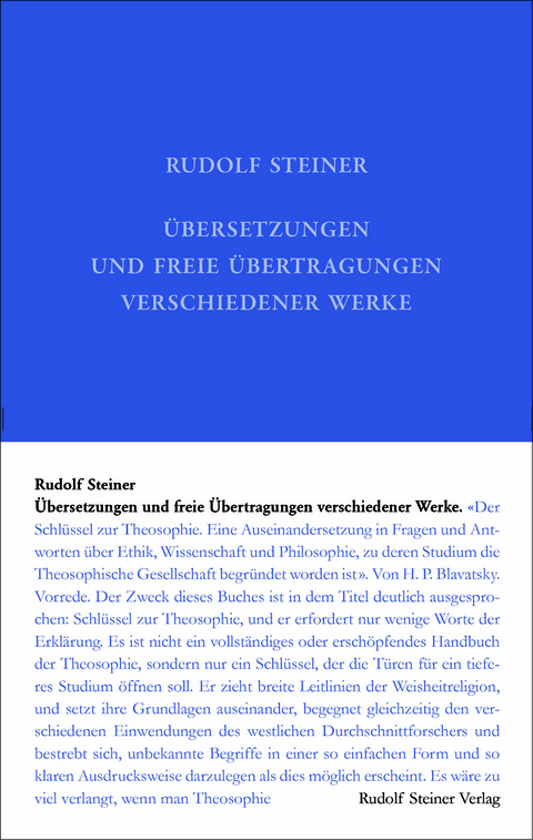 Übersetzungen und freie Übertragungen verschiedener Werke - Rudolf Steiner