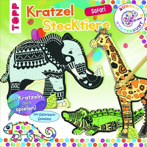 Rundum Kunterbunt Kratzel-Stecktiere Set -  Frechverlag