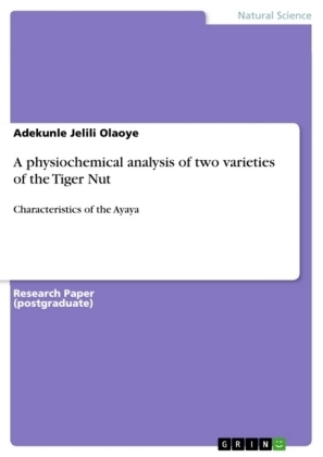 A physiochemical analysis of two varieties of the Tiger Nut - Adekunle Jelili Olaoye