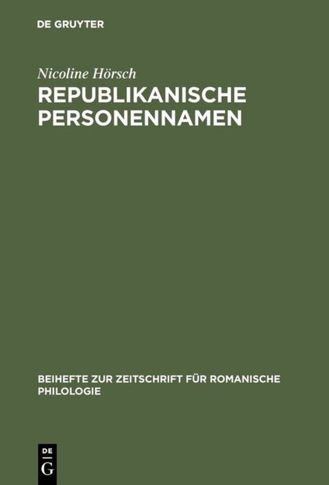 Republikanische Personennamen - Nicoline Hörsch