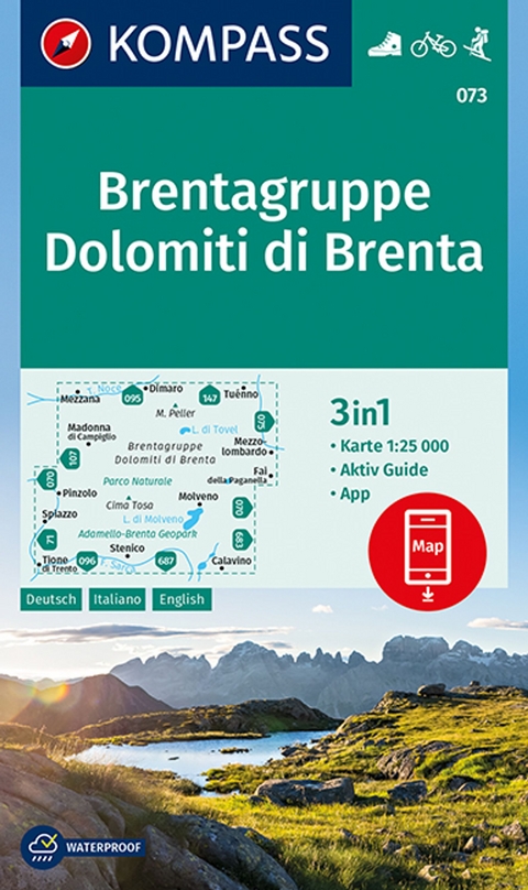 KOMPASS Wanderkarte 073 Brentagruppe, Dolomiti di Brenta 1:25.000