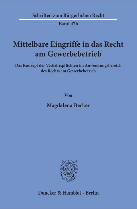 Mittelbare Eingriffe in das Recht am Gewerbebetrieb. - Magdalena Becker