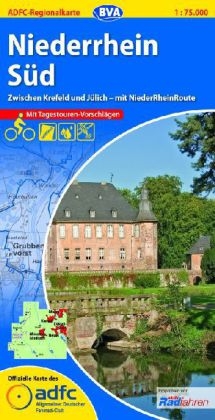 ADFC-Regionalkarte Niederrhein Süd mit Tagestouren-Vorschlägen, 1:75.000, reiß- und wetterfest, GPS-Tracks Download