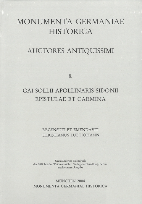 Gai Solii Apollinaris Sidonii Epistulae et carmina - 