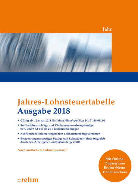 Jahres-Lohnsteuertabelle 2018