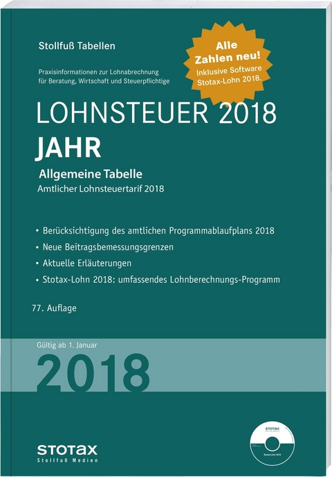 Tabelle, Lohnsteuer 2018 Jahr