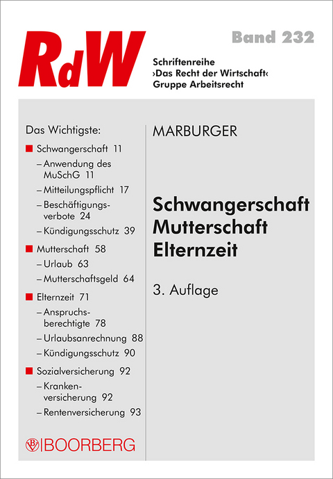 Schwangerschaft - Mutterschaft - Elternzeit - Horst Marburger