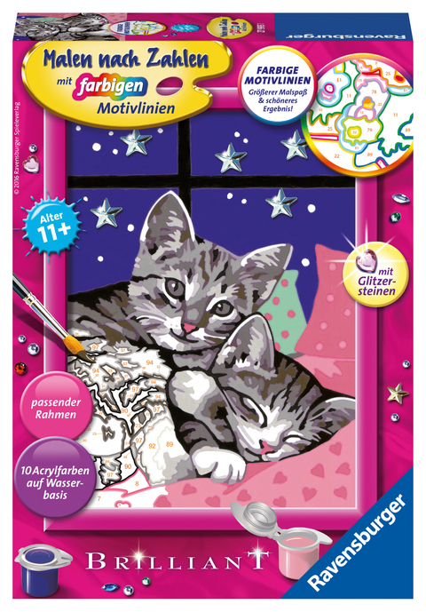 Ravensburger CreArt 27995 - Schlafende Katzen - Malen nach Zahlen Katze für Kinder ab 11 Jahren