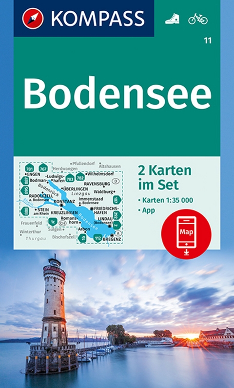 KOMPASS Wanderkarten-Set 11 Bodensee (2 Karten) 1:35.000