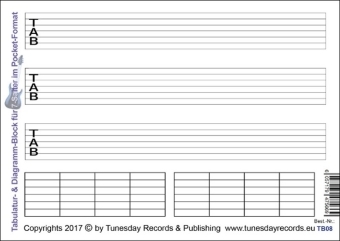 Tabulatur- & Diagramm-Block für 7-Saiter-Gitarren im Pocketformat - 