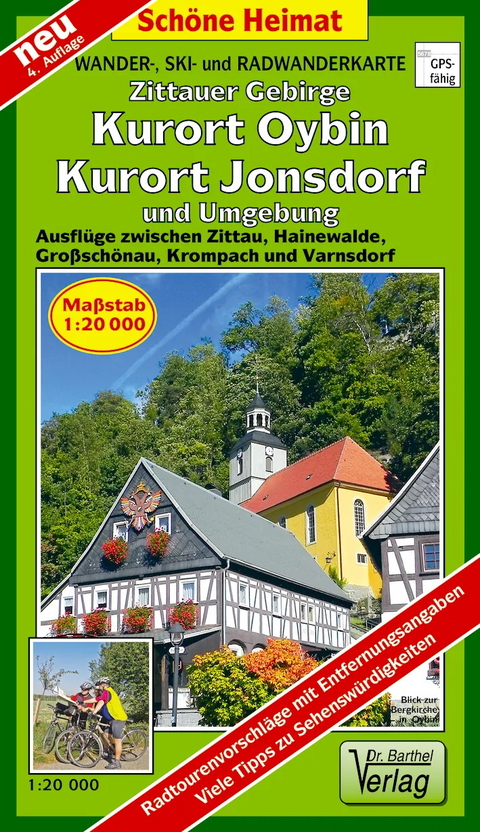 Wander-, Ski- und Radwanderkarte Zittauer Gebirge, Kurort Oybin, Kurort Jonsdorf und Umgebung