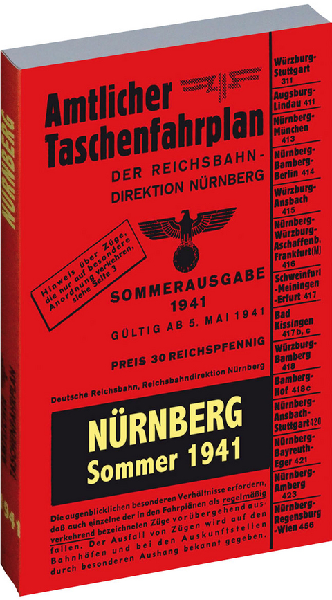 Amtlicher Taschenfahrplan NÜRNBERG - Sommer 1941 - 