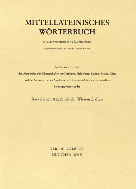 Mittellateinisches Wörterbuch Bd. 1: A-B