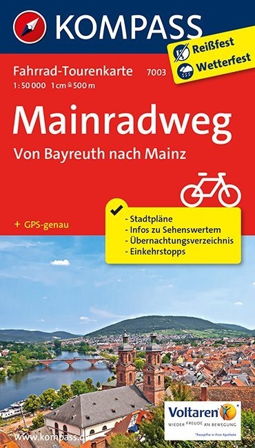 Fahrrad-Tourenkarte Mainradweg, Von Bayreuth nach Mainz - 