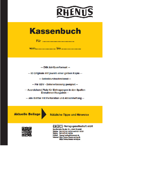 Rhenus Kassenbuch (Querformat)